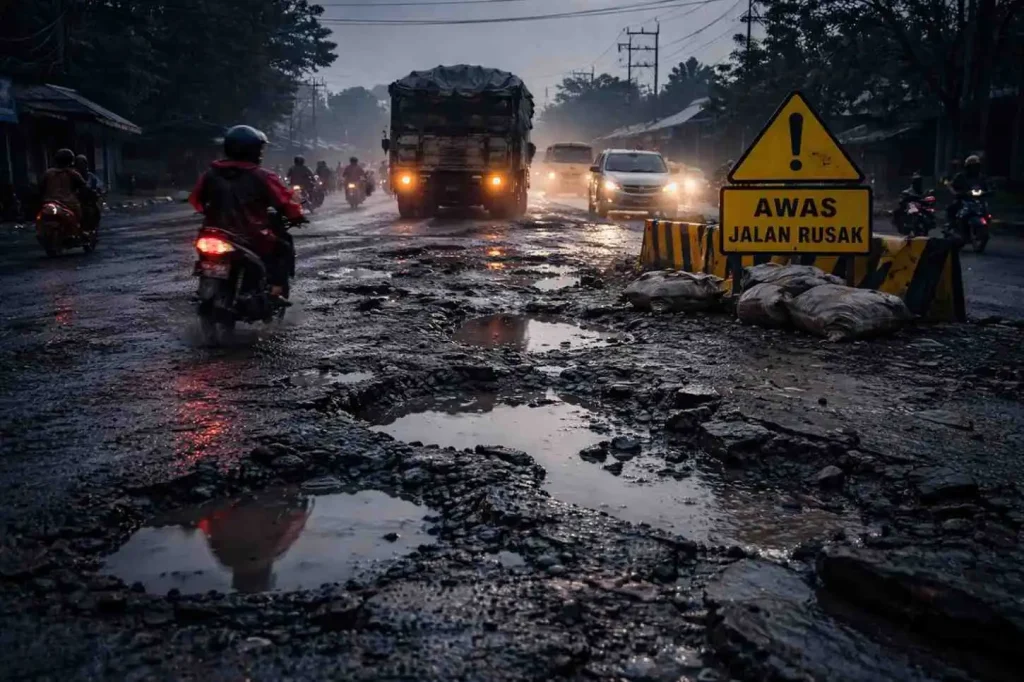 jalan rusak pantura jatisari 2026